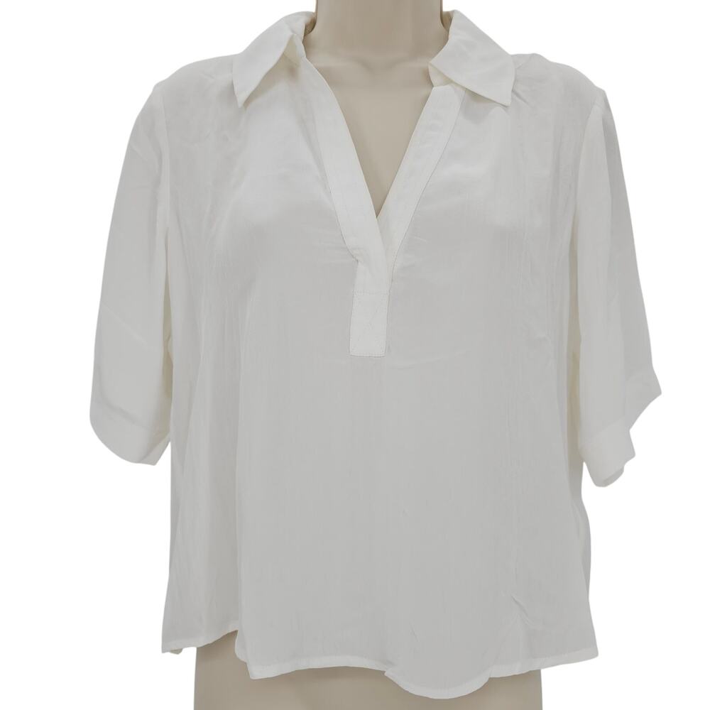 J. Crew Womans size XS Bungalow Crepe De Chine Popover Top White CC986 NEW